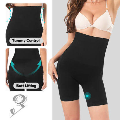 Women's Seamless High Waisted Shapewear Boyshorts - Tummy Control & Butt Lifter Panties, No-Roll Flat Leg Shaping Briefs For Under Dresses & Yoga Pants