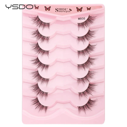 Half Lashes 3/7/10 Pairs Soft Natural 3D Mink Eyelashes Wispy Mink Lashes Makeup Volume Fluffy Half False Eyelash Cilios Tools