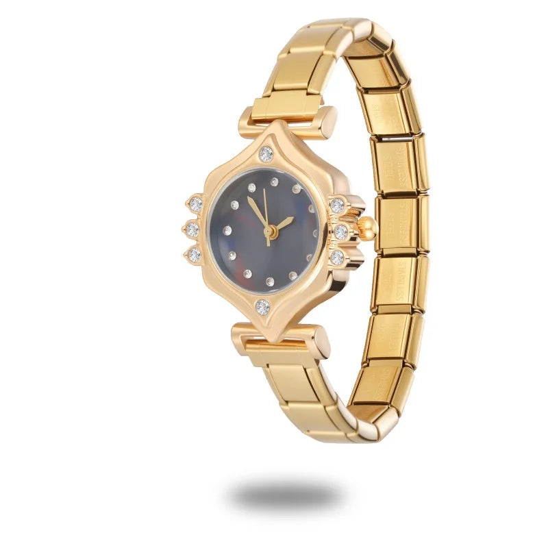 2025 Women Watches Small Round Watch Golden Luxury Wristwatches Ladies Fashion Gold Bracelet Watch Female Elegant Clock Women