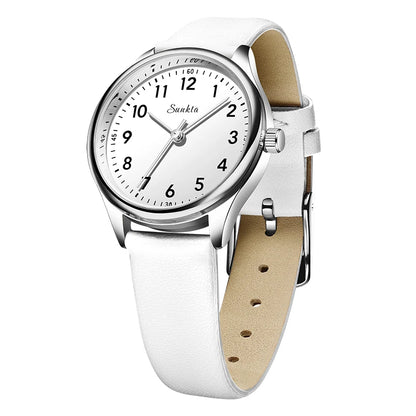 SUNKTA new fashion luxury women's quartz watches elegant leather Watches for Women waterproof simple ladies watches reloj+BOX