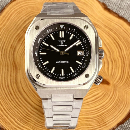 AR Sapphire Glass 42mm Square Steel Mechanical Men Watch S NH35AA Movt 150m Waterproof Elegance Dive Watches Black/Ice Blue Dial