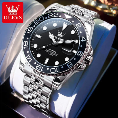 OLEVS Men's Watches Top Brand Luxury Classic Datejust Original Quartz Watch for Man Waterproof Luminous Big Date Stainless Steel