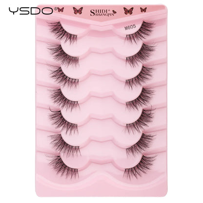 Half Lashes 3/7/10 Pairs Soft Natural 3D Mink Eyelashes Wispy Mink Lashes Makeup Volume Fluffy Half False Eyelash Cilios Tools