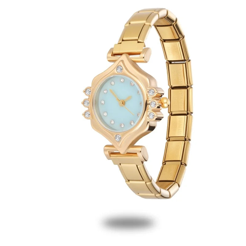 2025 Women Watches Small Round Watch Golden Luxury Wristwatches Ladies Fashion Gold Bracelet Watch Female Elegant Clock Women
