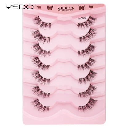 Half Lashes 3/7/10 Pairs Soft Natural 3D Mink Eyelashes Wispy Mink Lashes Makeup Volume Fluffy Half False Eyelash Cilios Tools