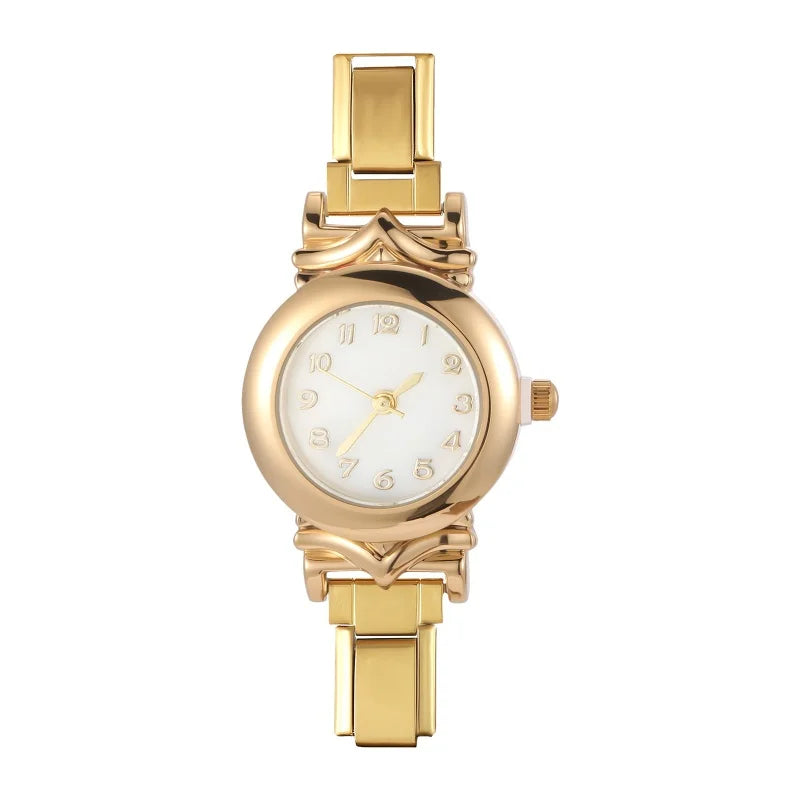 2025 Women Watches Small Round Watch Golden Luxury Wristwatches Ladies Fashion Gold Bracelet Watch Female Elegant Clock Women