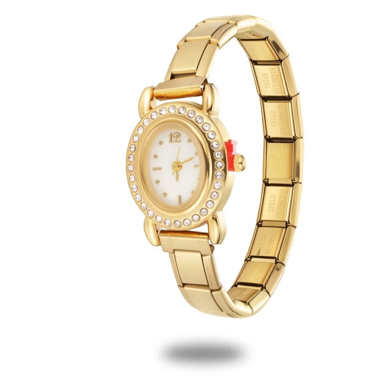 2025 Women Watches Small Round Watch Golden Luxury Wristwatches Ladies Fashion Gold Bracelet Watch Female Elegant Clock Women