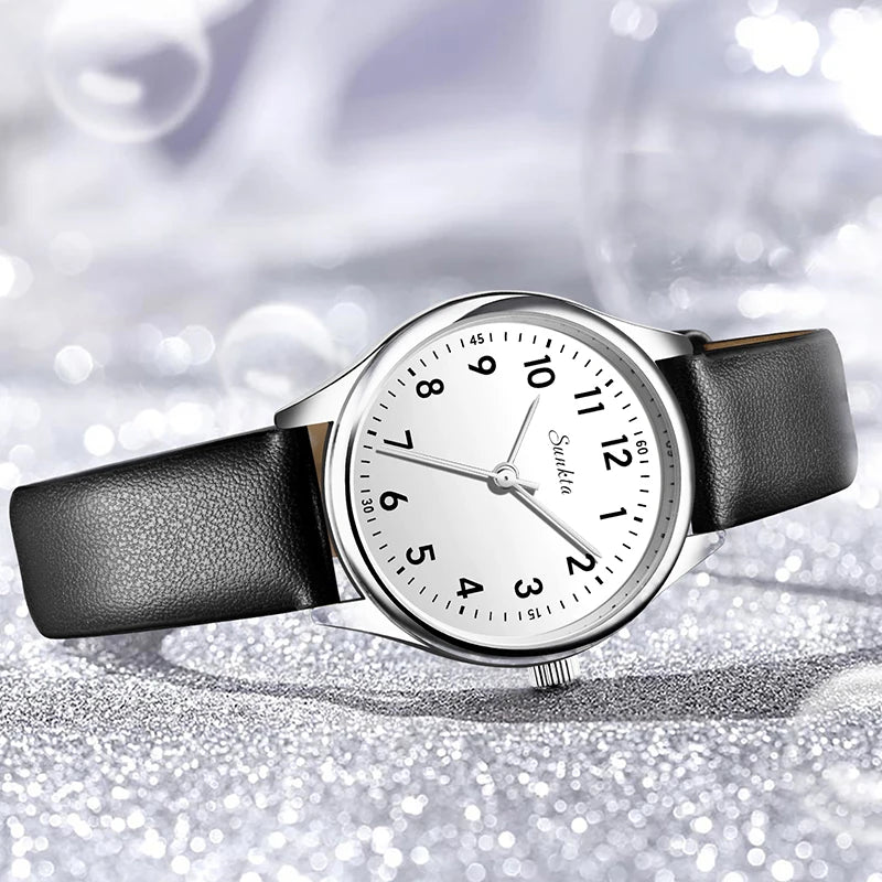 SUNKTA new fashion luxury women's quartz watches elegant leather Watches for Women waterproof simple ladies watches reloj+BOX