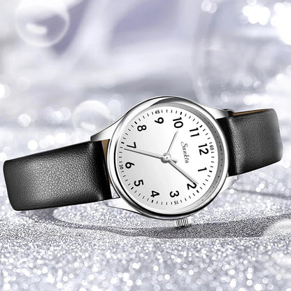 SUNKTA new fashion luxury women's quartz watches elegant leather Watches for Women waterproof simple ladies watches reloj+BOX
