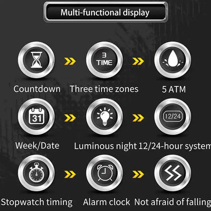 SANDA Fashion Men's Electronic Watches Sports Multifunctional Waterproof Large Dial Three Pin Double Display Men's Wristwatches
