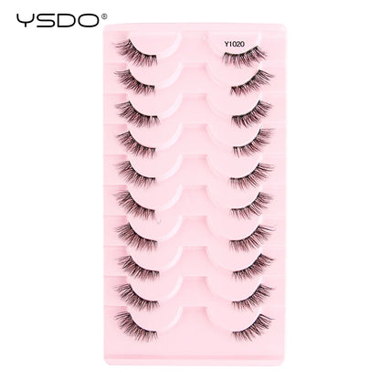 Half Lashes 3/7/10 Pairs Soft Natural 3D Mink Eyelashes Wispy Mink Lashes Makeup Volume Fluffy Half False Eyelash Cilios Tools