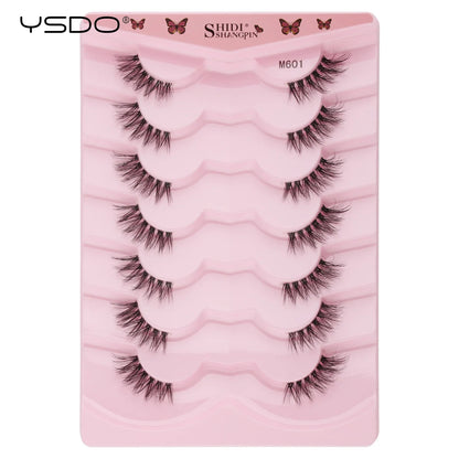Half Lashes 3/7/10 Pairs Soft Natural 3D Mink Eyelashes Wispy Mink Lashes Makeup Volume Fluffy Half False Eyelash Cilios Tools
