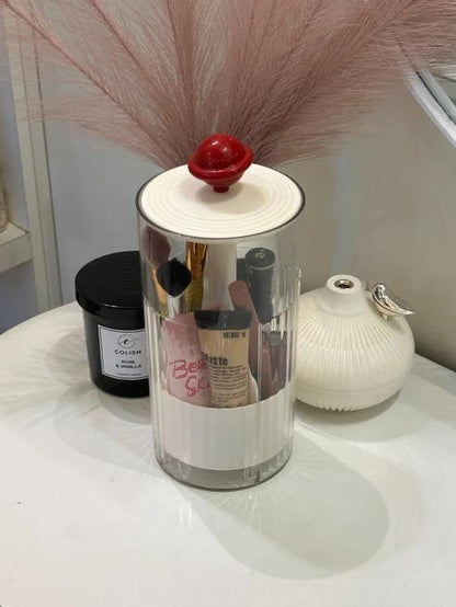 Rotating Makeup Organizer Cylinder with Lid