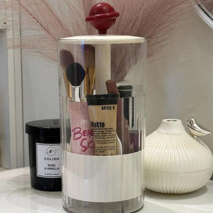 Rotating Makeup Organizer Cylinder with Lid