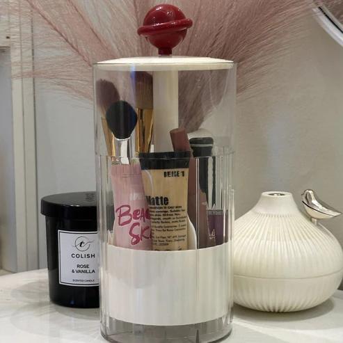 Rotating Makeup Organizer Cylinder with Lid